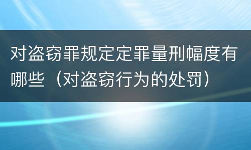 对盗窃罪规定定罪量刑幅度有哪些（对盗窃行为的处罚）