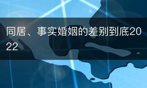 同居、事实婚姻的差别到底2022