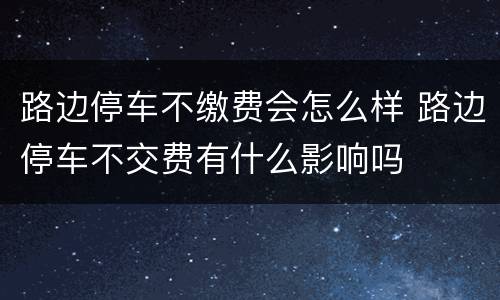 路边停车不缴费会怎么样 路边停车不交费有什么影响吗