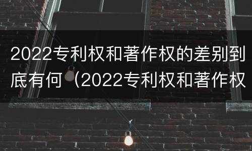 2022专利权和著作权的差别到底有何（2022专利权和著作权的差别到底有何区别）