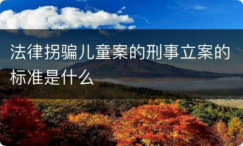 法律拐骗儿童案的刑事立案的标准是什么