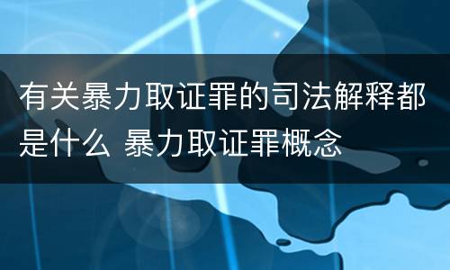 有关暴力取证罪的司法解释都是什么 暴力取证罪概念