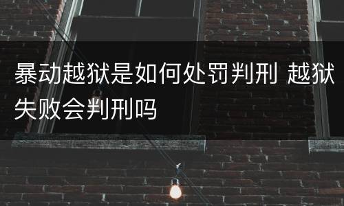 暴动越狱是如何处罚判刑 越狱失败会判刑吗