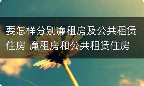 要怎样分别廉租房及公共租赁住房 廉租房和公共租赁住房