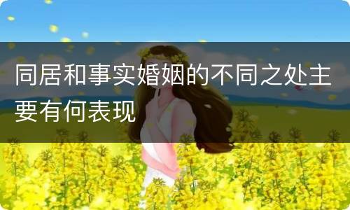 同居和事实婚姻的不同之处主要有何表现