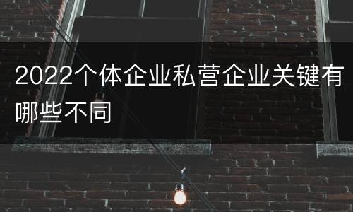2022个体企业私营企业关键有哪些不同