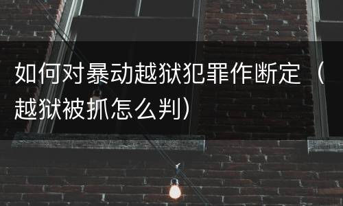 如何对暴动越狱犯罪作断定（越狱被抓怎么判）