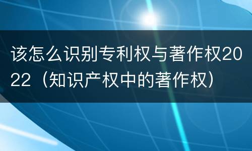 该怎么识别专利权与著作权2022（知识产权中的著作权）