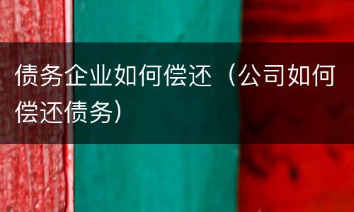 债务企业如何偿还（公司如何偿还债务）