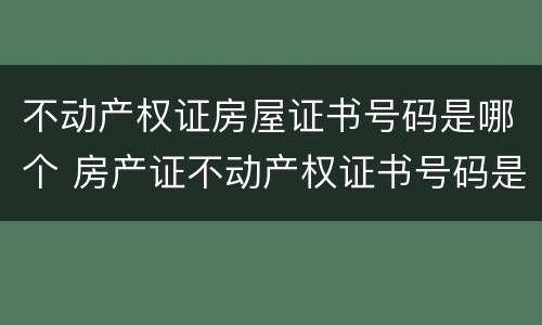 不动产权证房屋证书号码是哪个 房产证不动产权证书号码是哪个