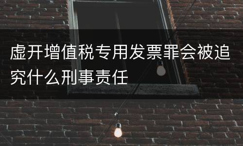 虚开增值税专用发票罪会被追究什么刑事责任