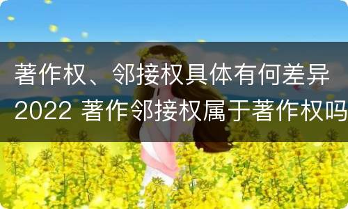 著作权、邻接权具体有何差异2022 著作邻接权属于著作权吗