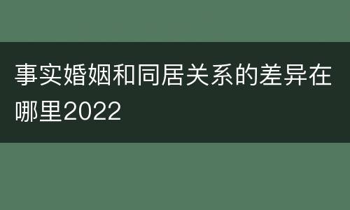 事实婚姻和同居关系的差异在哪里2022