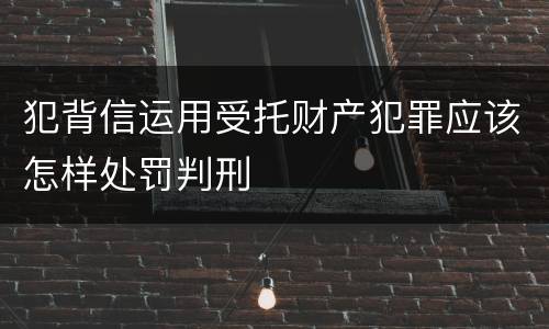 犯背信运用受托财产犯罪应该怎样处罚判刑
