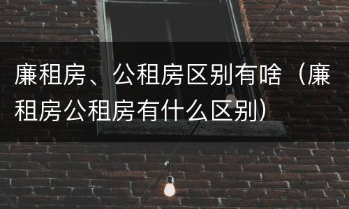 廉租房、公租房区别有啥（廉租房公租房有什么区别）
