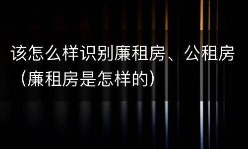 该怎么样识别廉租房、公租房（廉租房是怎样的）