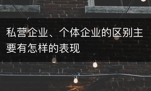 私营企业、个体企业的区别主要有怎样的表现