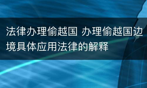 法律办理偷越国 办理偷越国边境具体应用法律的解释