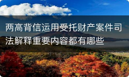 两高背信运用受托财产案件司法解释重要内容都有哪些