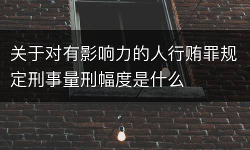 关于对有影响力的人行贿罪规定刑事量刑幅度是什么