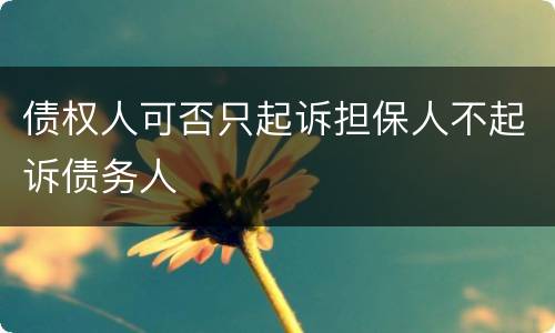 债权人可否只起诉担保人不起诉债务人