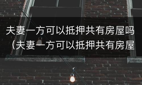 夫妻一方可以抵押共有房屋吗（夫妻一方可以抵押共有房屋吗多少钱）