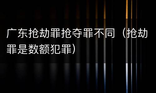广东抢劫罪抢夺罪不同（抢劫罪是数额犯罪）