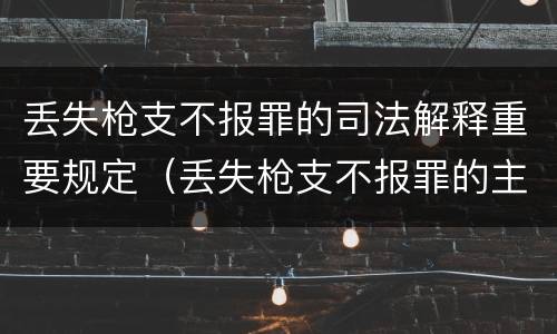 丢失枪支不报罪的司法解释重要规定（丢失枪支不报罪的主体是什么）