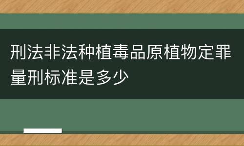 刑法非法种植毒品原植物定罪量刑标准是多少