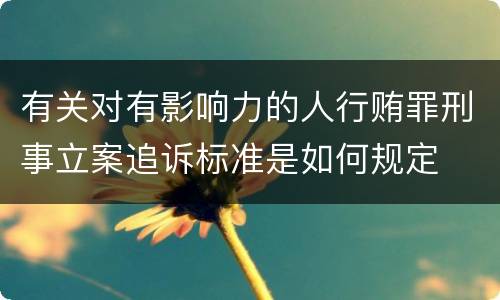 有关对有影响力的人行贿罪刑事立案追诉标准是如何规定