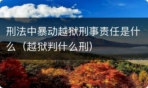 刑法中暴动越狱刑事责任是什么（越狱判什么刑）