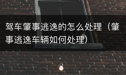驾车肇事逃逸的怎么处理（肇事逃逸车辆如何处理）