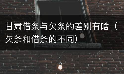 甘肃借条与欠条的差别有啥（欠条和借条的不同）