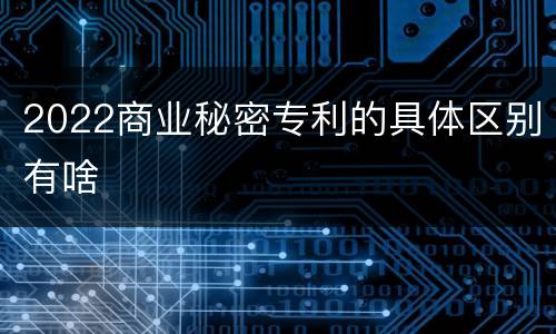 2022商业秘密专利的具体区别有啥
