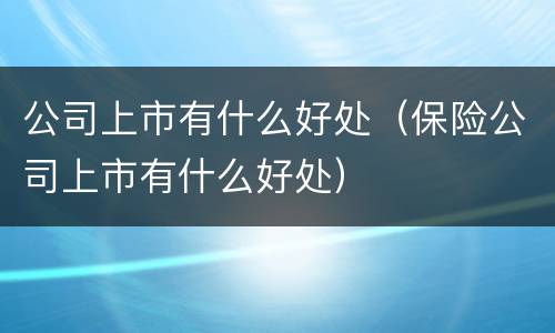 公司上市有什么好处（保险公司上市有什么好处）