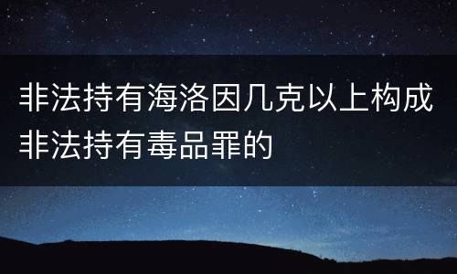 非法持有海洛因几克以上构成非法持有毒品罪的