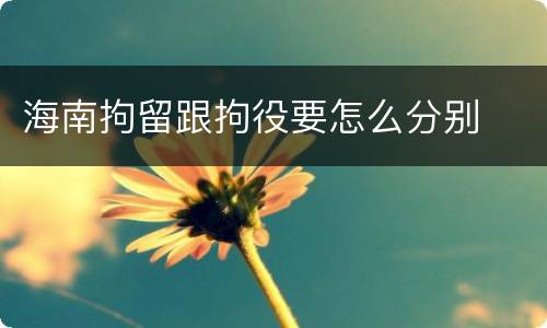 海南拘留跟拘役要怎么分别