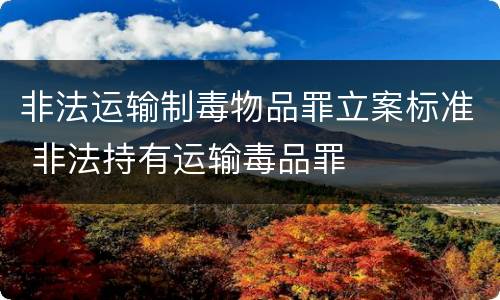 非法运输制毒物品罪立案标准 非法持有运输毒品罪