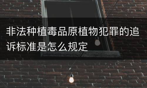 非法种植毒品原植物犯罪的追诉标准是怎么规定