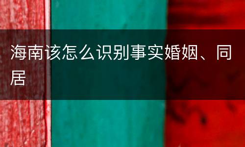 海南该怎么识别事实婚姻、同居