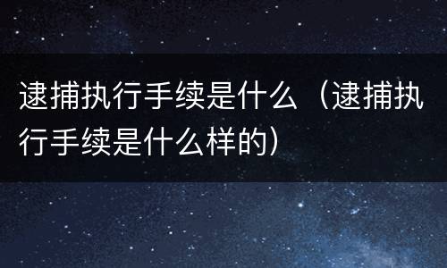 逮捕执行手续是什么（逮捕执行手续是什么样的）