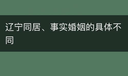 辽宁同居、事实婚姻的具体不同
