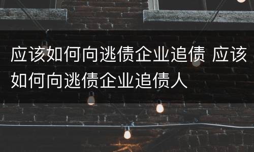 应该如何向逃债企业追债 应该如何向逃债企业追债人