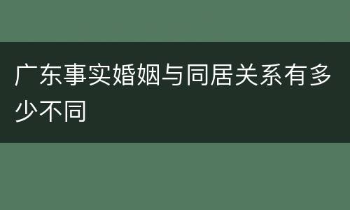 广东事实婚姻与同居关系有多少不同