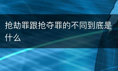 抢劫罪跟抢夺罪的不同到底是什么