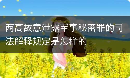 两高故意泄露军事秘密罪的司法解释规定是怎样的