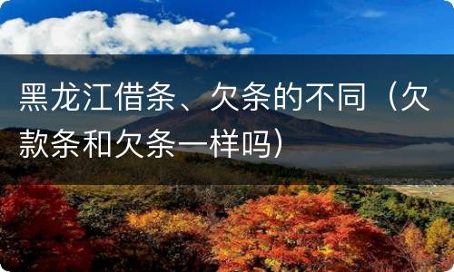 黑龙江借条、欠条的不同（欠款条和欠条一样吗）