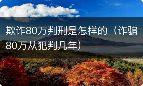 欺诈80万判刑是怎样的（诈骗80万从犯判几年）
