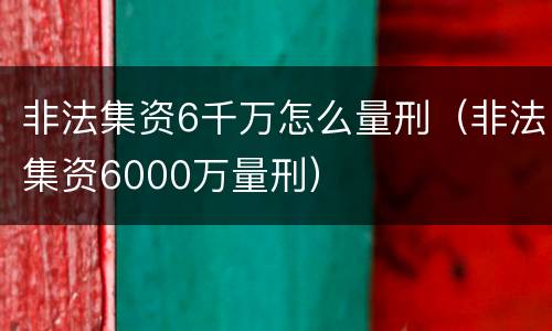 非法集资6千万怎么量刑（非法集资6000万量刑）