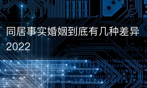 同居事实婚姻到底有几种差异2022